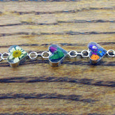 Sterling silver real pressed flower bracelet